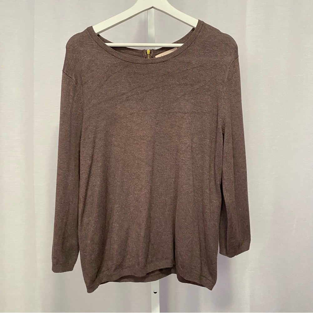 🏷️Philosophy Brown Lightweight Sweater with Gold Zipper — L